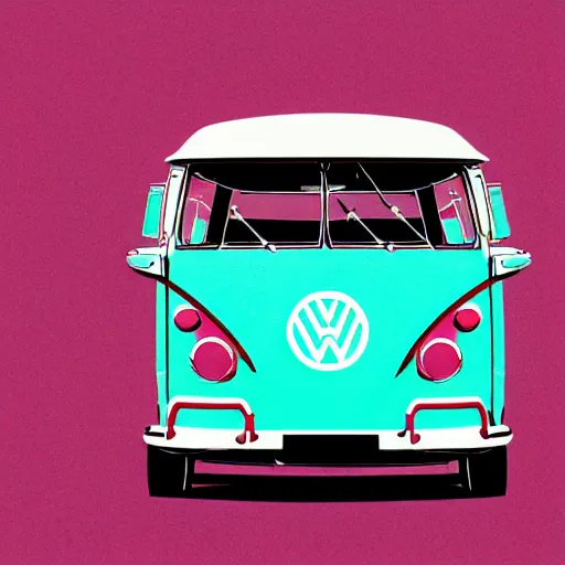 Image similar to illustration of an old van volkswagen, may 6 8, pastel colors, cool, hippie by malika favre