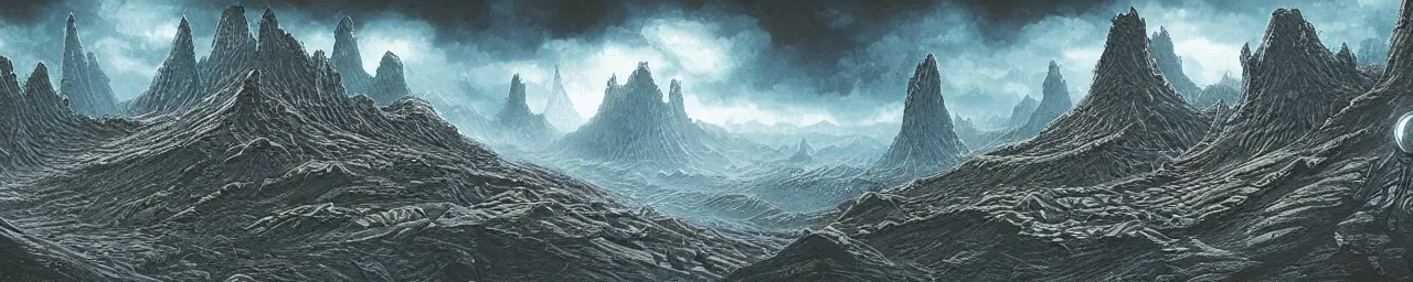 Image similar to an ultra detailed retro sci-fi alien fantasy landscape