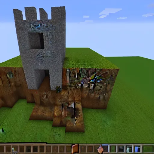 Image similar to minecraft screenshot of a castle