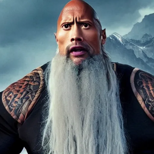 Prompt: Dwayne Johnson as Dumbledore