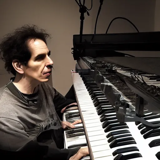 Image similar to John Linnell on keyboard, Los Angeles, 2019.