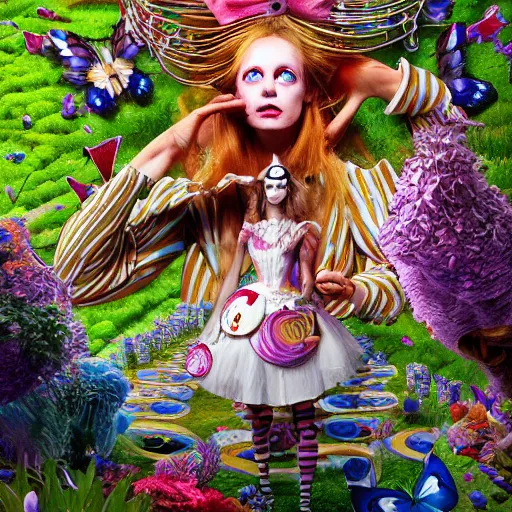 Prompt: alice in wonderland, by vincent callebaut and sandra chevrier and phillipe druillet, trending on artstation hq, deviantart, pinterest, 4 k uhd image