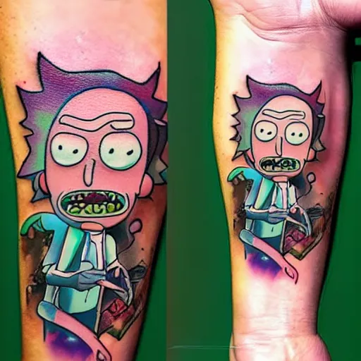 Prompt: rick and morty tattoo