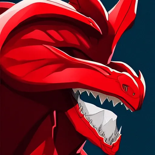 Image similar to portrait anthropomorphic dragon wearing red clothes the graphic style of Patrick Gleason,detailed art, trending on Artstation, sharp focus, comic art