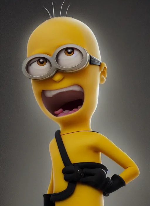 Prompt: fantasy portrait of saitama as minion from despicable me, au naturel, hyper detailed, digital art, trending in artstation, cinematic lighting, studio quality, smooth render, unreal engine 5 rendered, octane rendered, art style by klimt and nixeu and ian sprigger and wlop and krenz cushart and kim jung gi and greg rutkowski