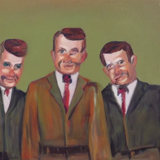 Image similar to painting of three John hamms , each in a different style