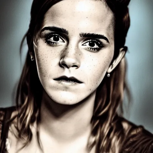 Prompt: emma watson, steampunk style, studio portrait photo, 50mm lens