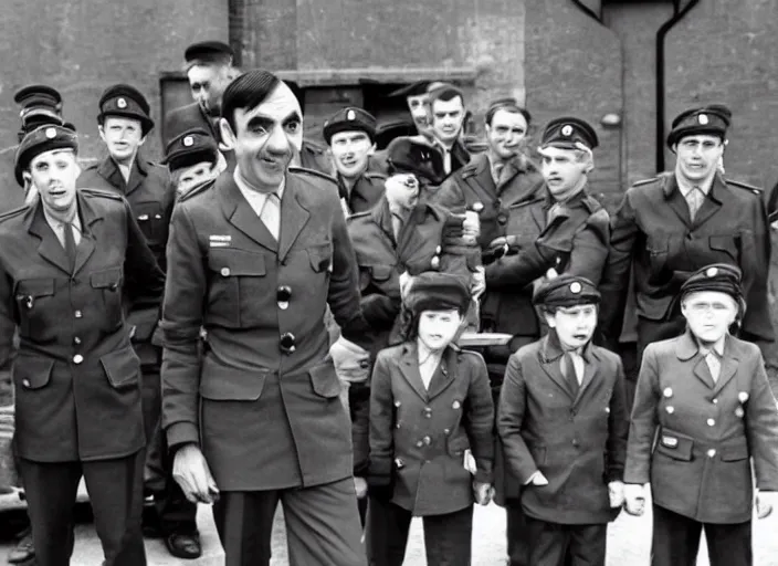 Prompt: mr bean in bbc's dad's army, 1 9 6 7