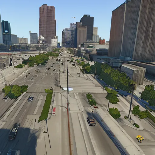 Image similar to concept art Grand Theft Auto downtown Winnipeg, Highly Detailed, Unreal engine 5, HD, 8k, GTX 3090