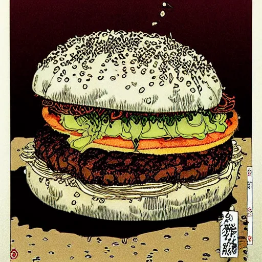 Prompt: intricate detailed burger by takato yamamoto