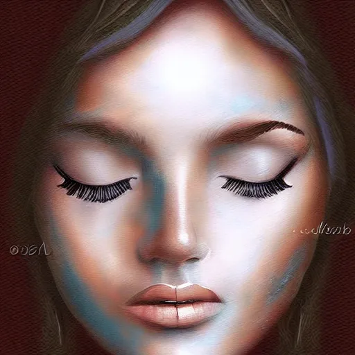 Prompt: painting of a beautiful woman's face, doorway to another world in the middle of her forehead, digital art