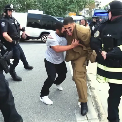 Image similar to drake getting arrested, bad phone recording still