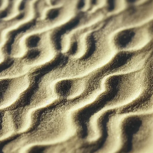 Prompt: macro photo of sand crystals, closeup sand, silica illustration
