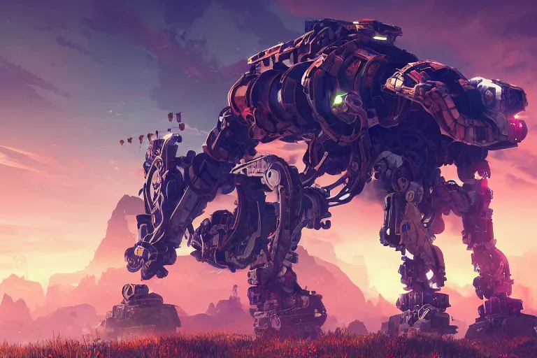 Image similar to stalker machine mecanical creature robot of horizon forbidden west horizon zero dawn radiating a glowing aura global illumination ray tracing hdr fanart arstation by ian pesty and alena aenami artworks in 4 k