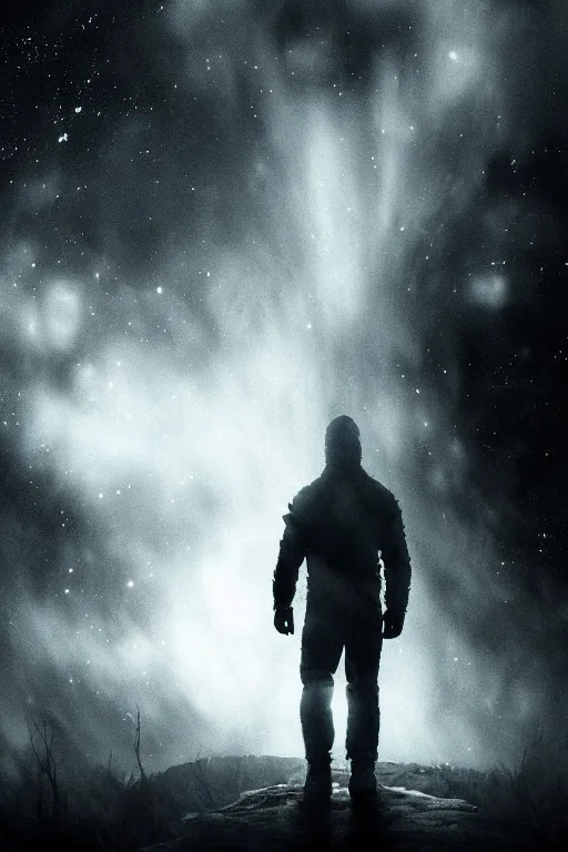 Prompt: into the unknown, whats at the edge of the universe, dark and moody, high detail, extremely sharp detail, cinematic, movie style