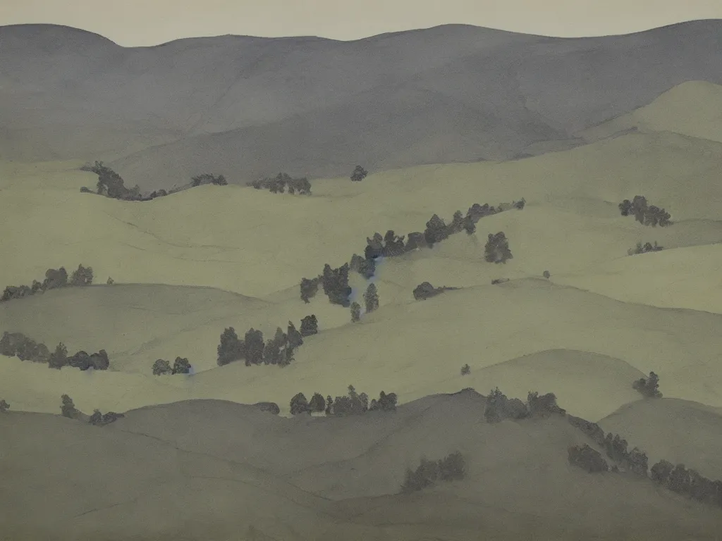 Prompt: appalachian landscape of the laurentian region, painting by gao xingjian