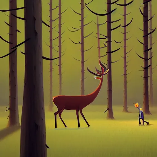 Image similar to goro fujita ilustration the largest deer father the forest by goro fujita, painting by goro fujita, sharp focus, highly detailed, artstation