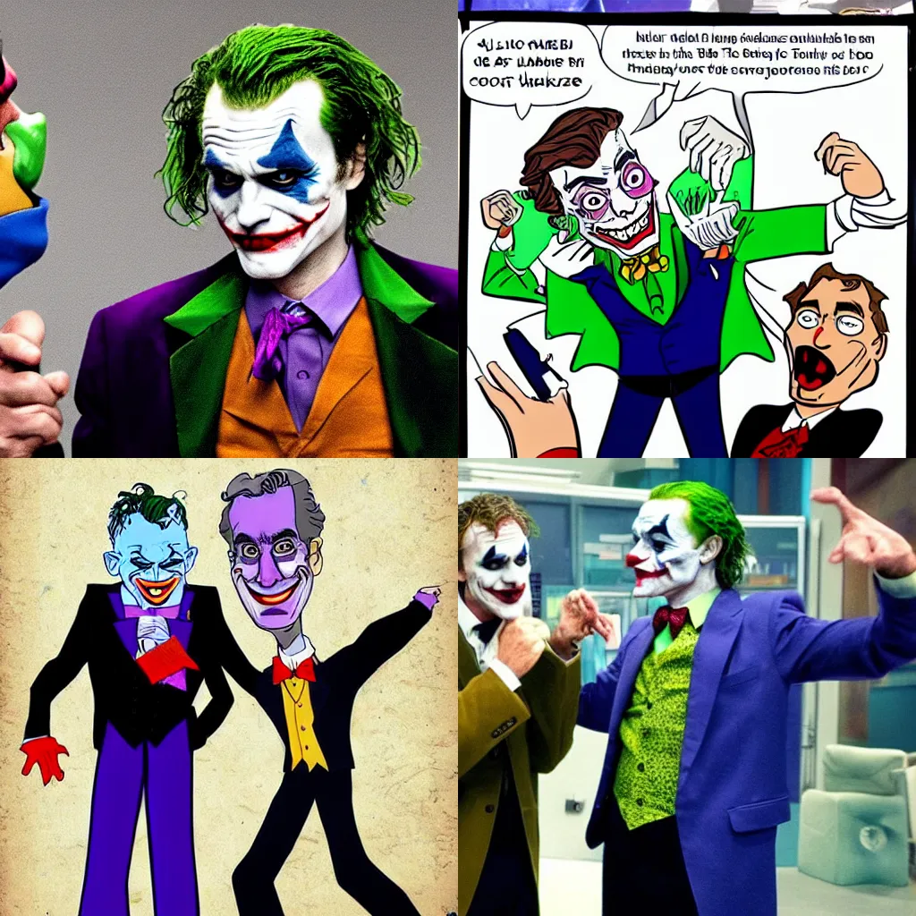 Prompt: the joker dabbing at bill nye the science guy