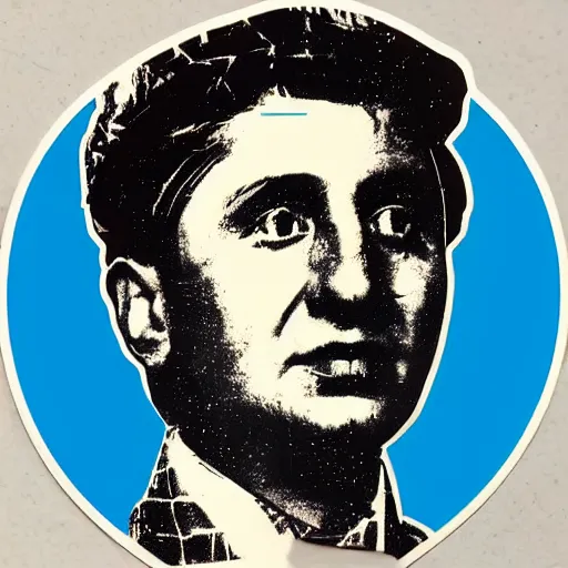 Image similar to volodymyr zelenskyy. face. intricate sticker design by andy warhol