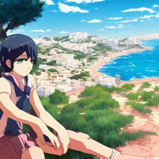 Image similar to beautiful anime Costa Blanca by makoto shinkai