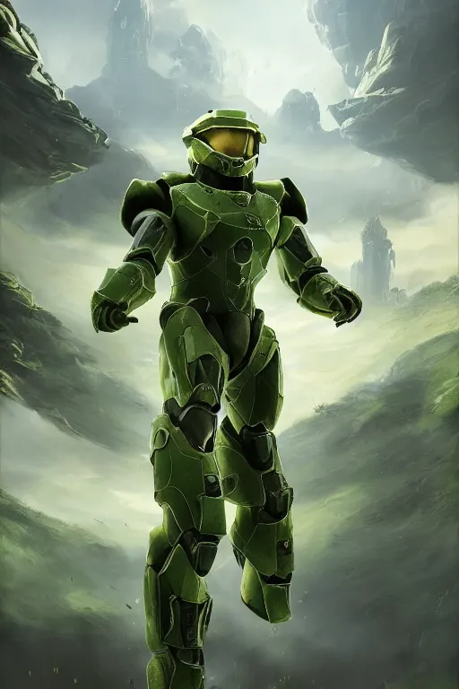 Image similar to victreebel pokemon playing as master chief, oil on canvas, intricate, 8 k highly professionally detailed, hdr, cgsociety