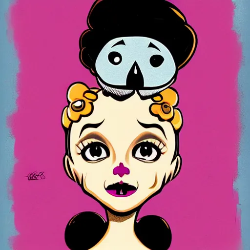 Prompt: portrait skull girl betty boop by petros afshar, tom whalen, jc leyendecker and singer sargent