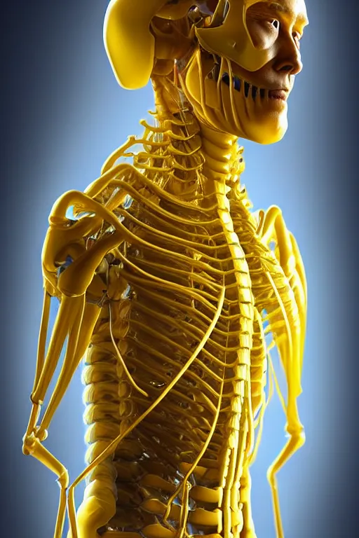 Image similar to hyperrealistic close-up translucent intricate exoskeleton!! sad chinese man covered highly detailed concept art eric zener elson peter cinematic side soft yellow light high angle hd 8k sharp shallow depth of field