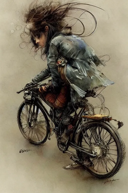 Prompt: ( ( ( ( ( electric powered future bike. drizzling lightning machine parts. muted colors. ) ) ) ) ) by jean - baptiste monge!!!!!!!!!!!!!!!!!!!!!!!!!!!