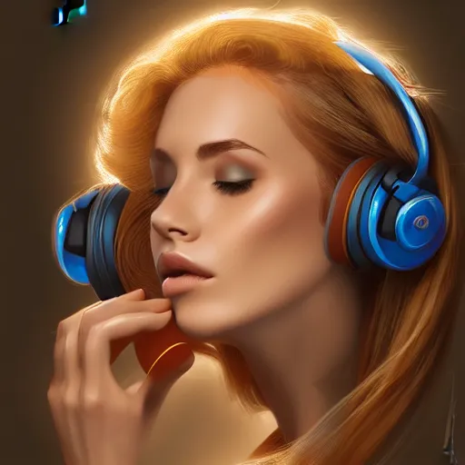 Image similar to an illustration of a beautiful woman listening to music by Anna Nikonova, highly detailed, digital art, trending on artstation