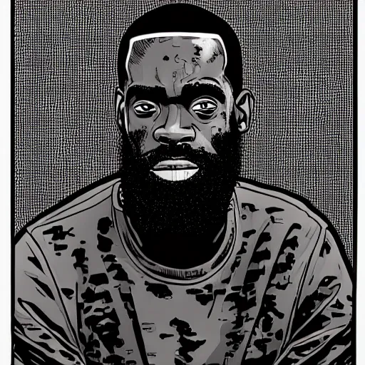 Image similar to portrait of mc ride, by laurie greasley and james stokoe, 4 k, 8 k