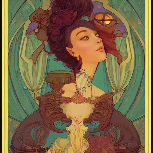 Image similar to portrait of a victorian era duc, princess girl, stylized illustration by peter mohrbacher, moebius, mucha, victo ngai, colorful comics style