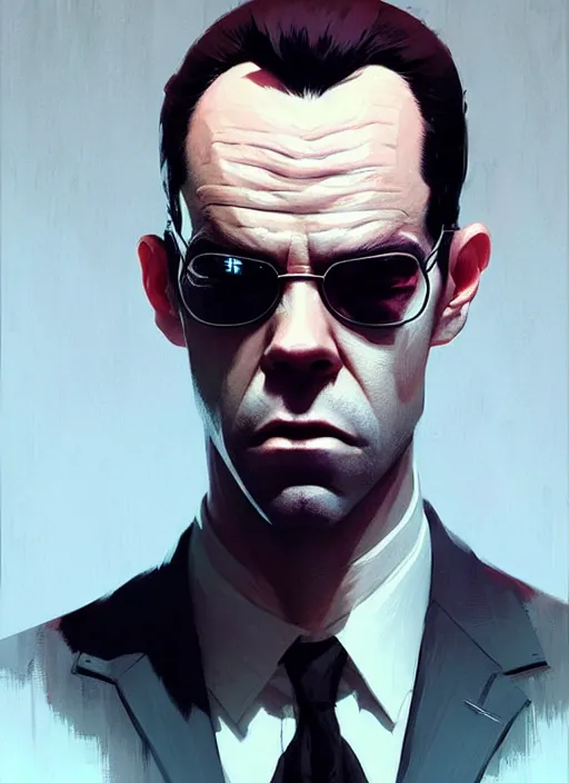 Prompt: highly detailed portrait of agent smith ( matrix ), epic, photographic realistic background, by atey ghailan, by greg rutkowski, by greg tocchini, by james gilleard, by joe fenton, by kaethe butcher, trending on instagram, award winning details