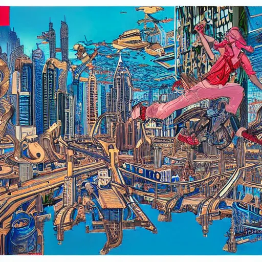 Prompt: gta : dubai, by james jean