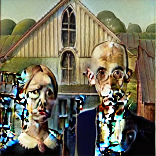 Image similar to american gothic painting with the devil