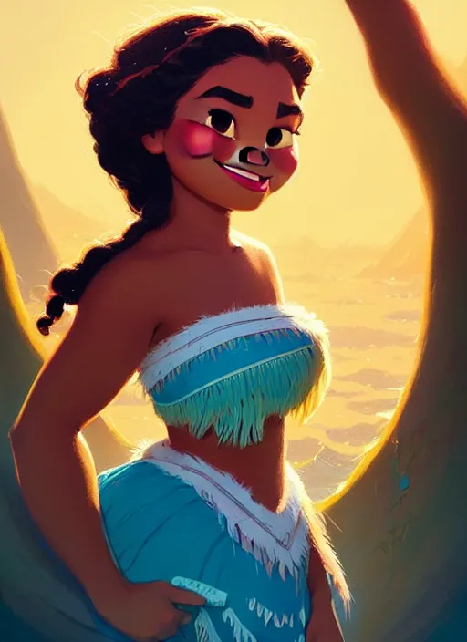 Image similar to dream highly detailed portrait of disney's princess moana, magnificent, photographic realistic background, by atey ghailan, by greg rutkowski, by greg tocchini, by james gilleard, by joe fenton, by kaethe butcher, trending on instagram, award winning details