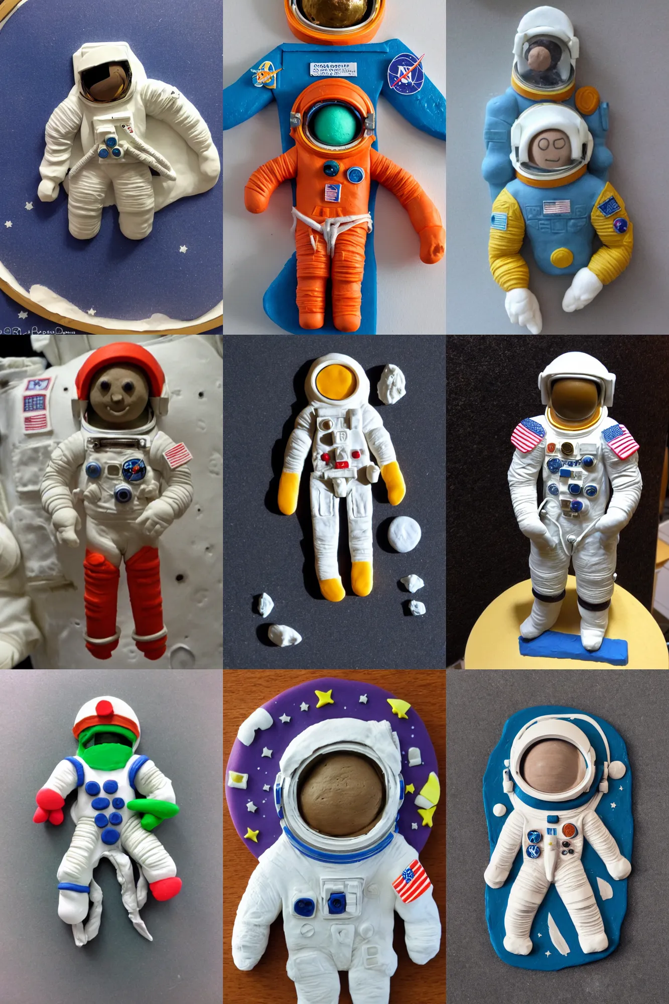 Prompt: an astronaut made of playdough