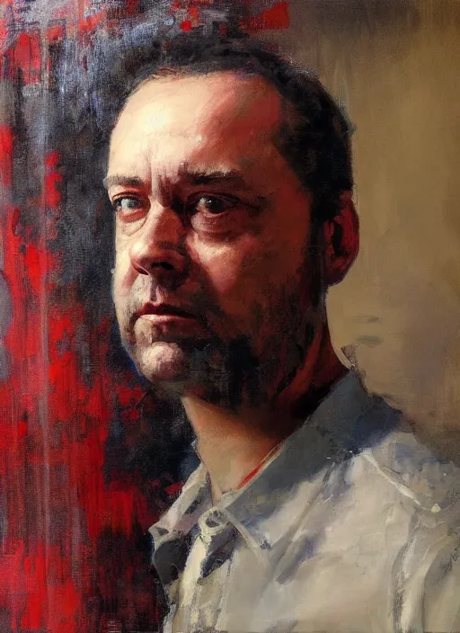 Image similar to portrait painting of joe lo truglio by jeremy mann, only one head single portrait