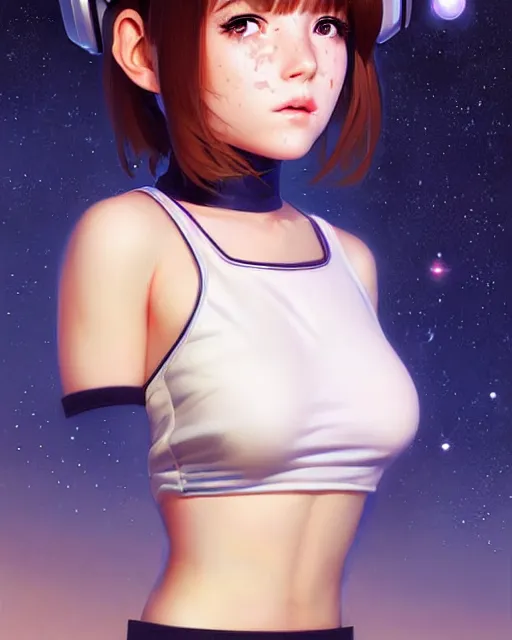 Image similar to portrait Anime space cadet girl Anna Lee Fisher cute-fine-face, pretty face, realistic shaded Perfect face, fine details. Anime. realistic shaded lighting by Ilya Kuvshinov Giuseppe Dangelico Pino and Michael Garmash and Rob Rey, IAMAG premiere, aaaa achievement collection, elegant freckles, fabulous