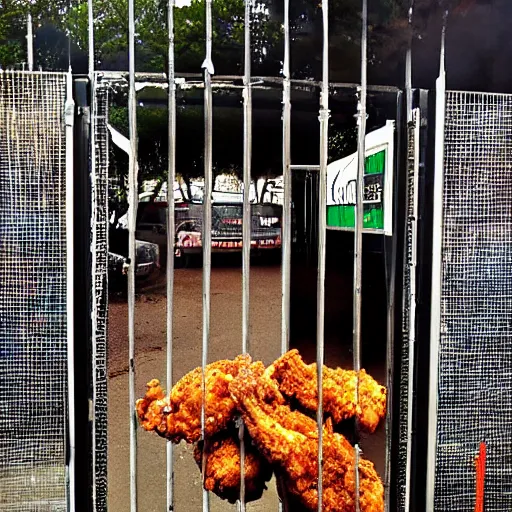 Prompt: Gates of Metal Fried Chicken of Death