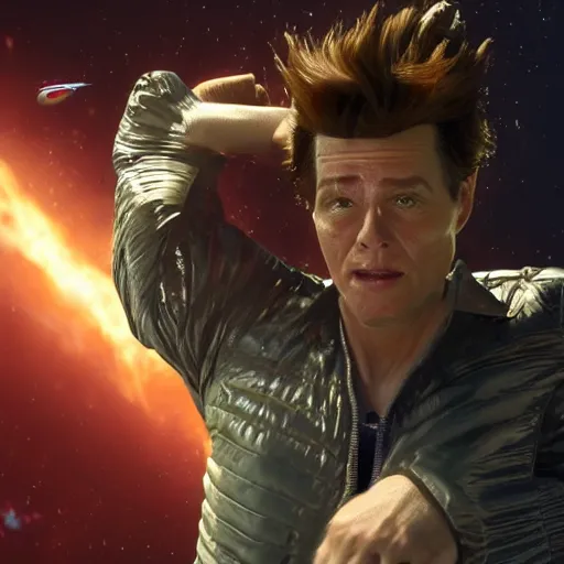 Image similar to hyperrealistic film still of ace ventura in space, his body violently exploding, stunning 3 d render, inspired by istvan sandorfi & greg rutkowski & unreal engine, perfect symmetry, dim volumetric cinematic lighting, 8 k octane comprehensive render, extremely hyper - detailed, incredibly lifelike attributes, intricate, real flesh texture, masterpiece, artstation, stunning,