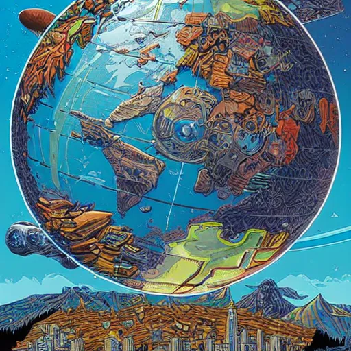 Prompt: Planet Earth, by Dan Mumford and Sandra Chevrier, 8k
