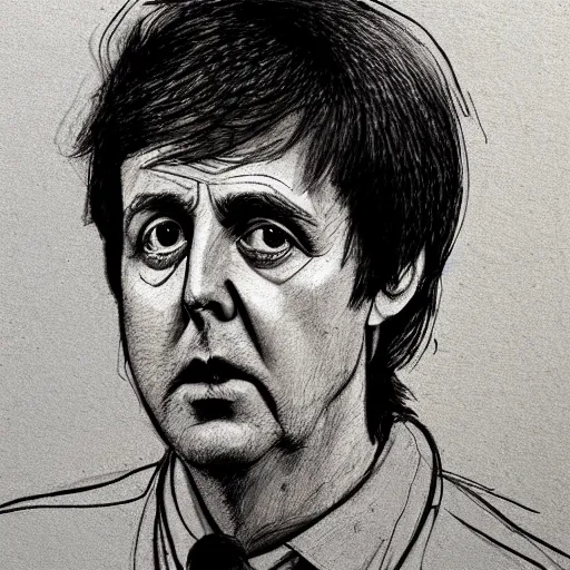 Image similar to a realistic yet scraggly portrait sketch of the side profile of a stern and sophisticated young paul mccartney, trending on artstation, intricate details, in the style of frank auerbach, in the style of sergio aragones, in the style of martin ansin, in the style of david aja, in the style of mattias adolfsson