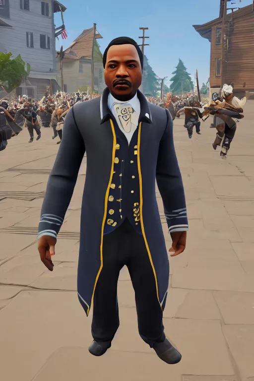 Prompt: martin luther king, american revolution leader, fortnite character, unreal engine. 4 k, highly detailed