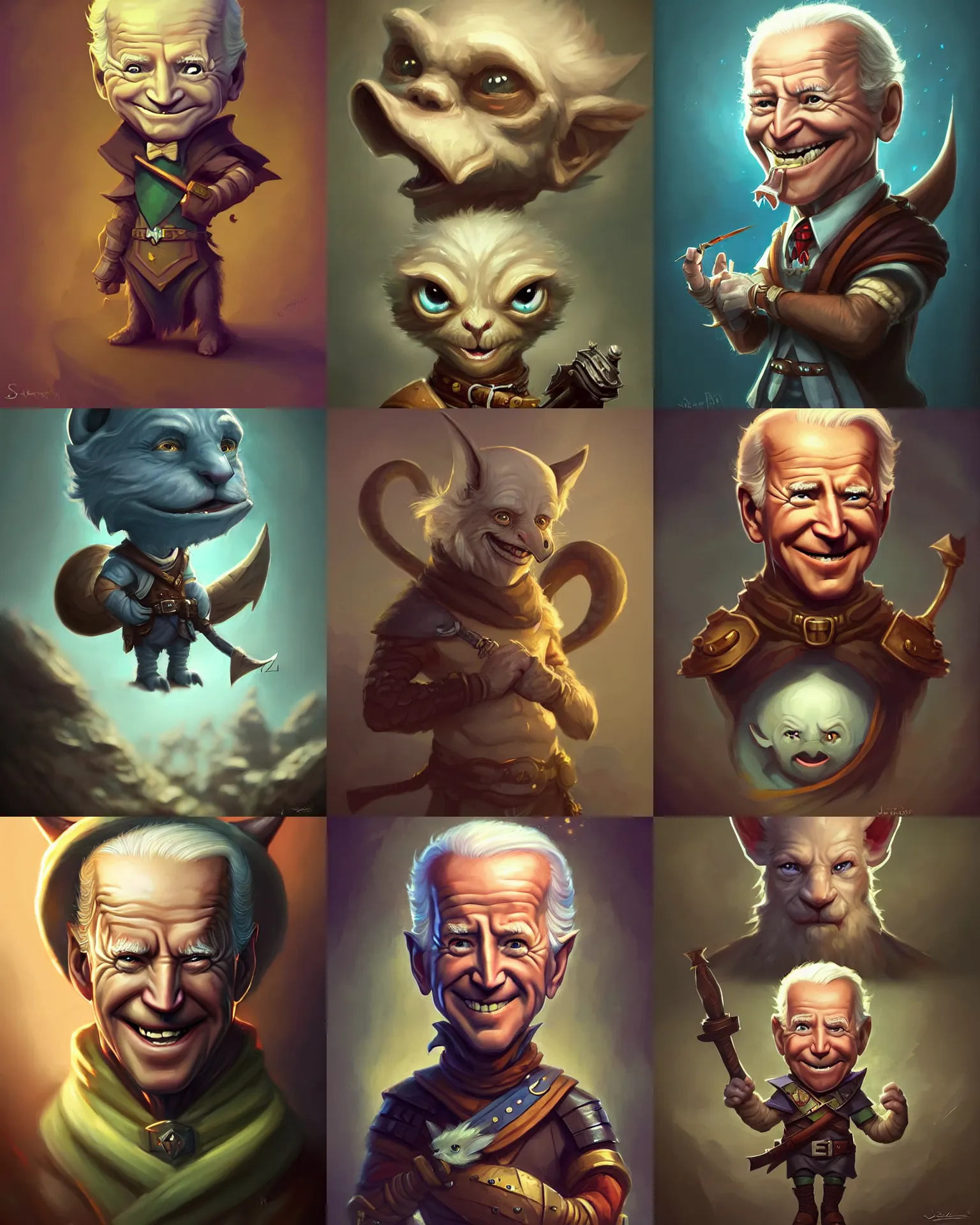 Prompt: cute little anthropomorphic joe biden cute and adorable, pretty, beautiful, dnd character art portrait, matte fantasy painting, deviantart artstation, by jason felix by steve argyle by tyler jacobson by peter mohrbacher, cinema