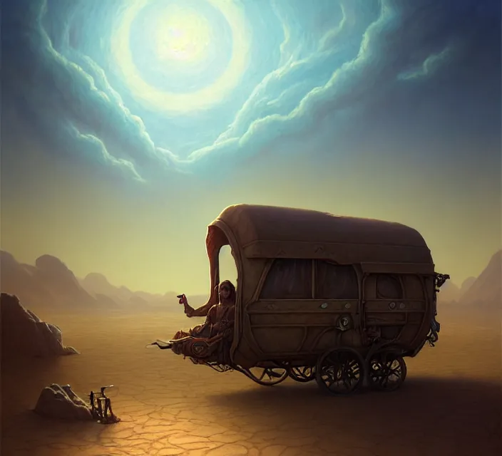 Image similar to subsurface scattering, a desert caravan rests at a lake oasis, the art of athas and dark sun, brom's dark sun art on a 7 0's style fantasy novel cover, digital painting by brom, amazingly detailed d & d art, concept art, intricate details, beautiful, volumetric lighting, cgsociety, artstation, square enix cinematic art