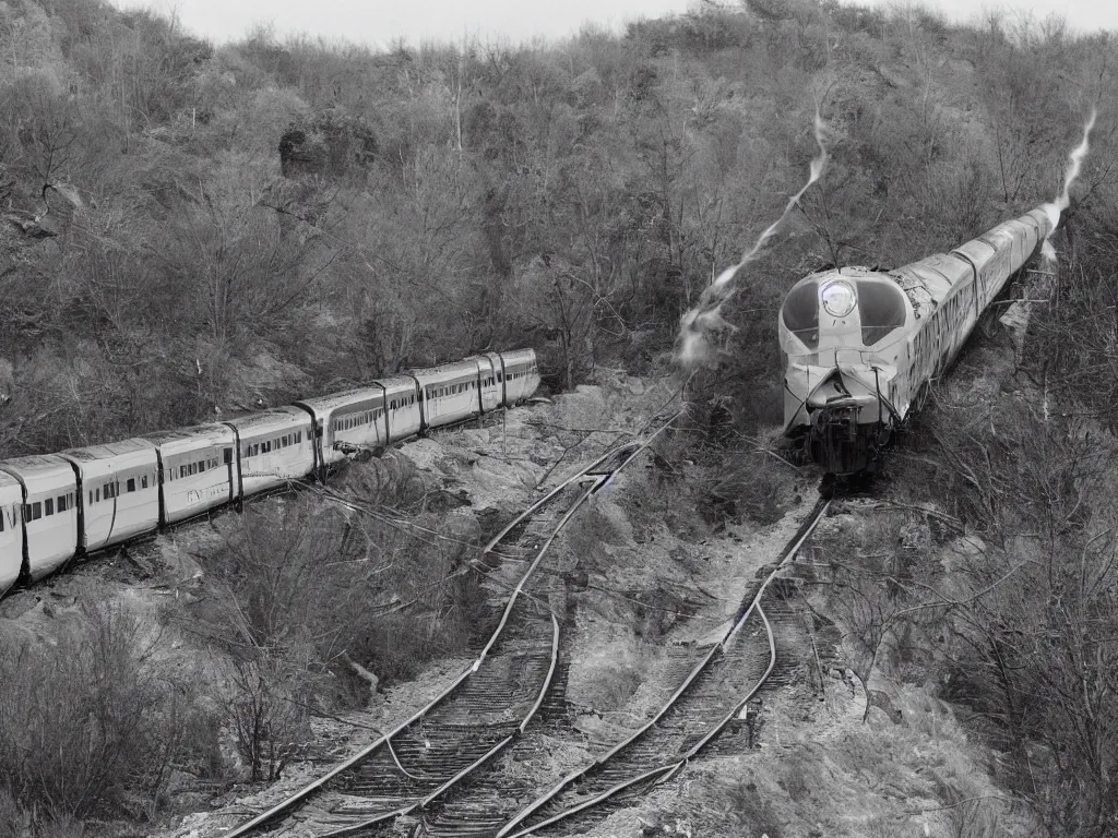 Image similar to i was sure that the train hadn't moved for too long. maybe we had crashed. when did we get back from outer space? there had been something on the news about it, but none of that made any sense, something about satellites or parachutes.