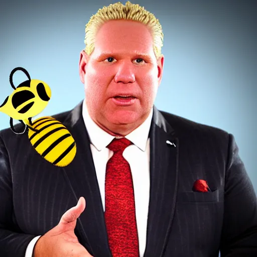 Prompt: 3 d render of doug ford eating a bee