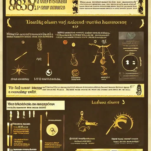 Prompt: Infographic and Marginalia, A world where humanity remained loyal to archaic forces, and what followed was an unprecedented era of spiritual alchemy, Artstation, epic