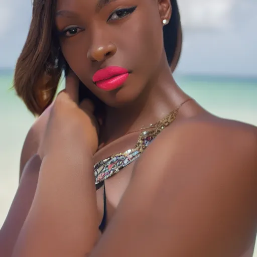 Image similar to beautiful photo graph of a model at a high end photoshoot in Barbados