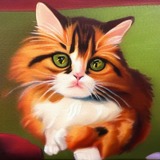 Image similar to oil painting of cute cat